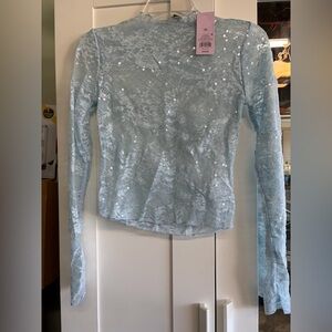 Wild Fable Light Blue Lace Blouse